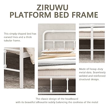 Amazon.com: ZIRUWU Metal Platform Bed Frame with Headboard
